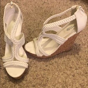 Charlotte Russe white braided wedges